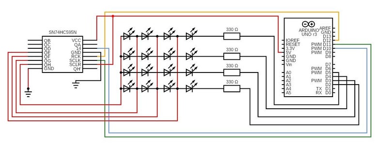 4X4 LED MATRIX Using 74hc595 IC : 7 Steps - Instructables