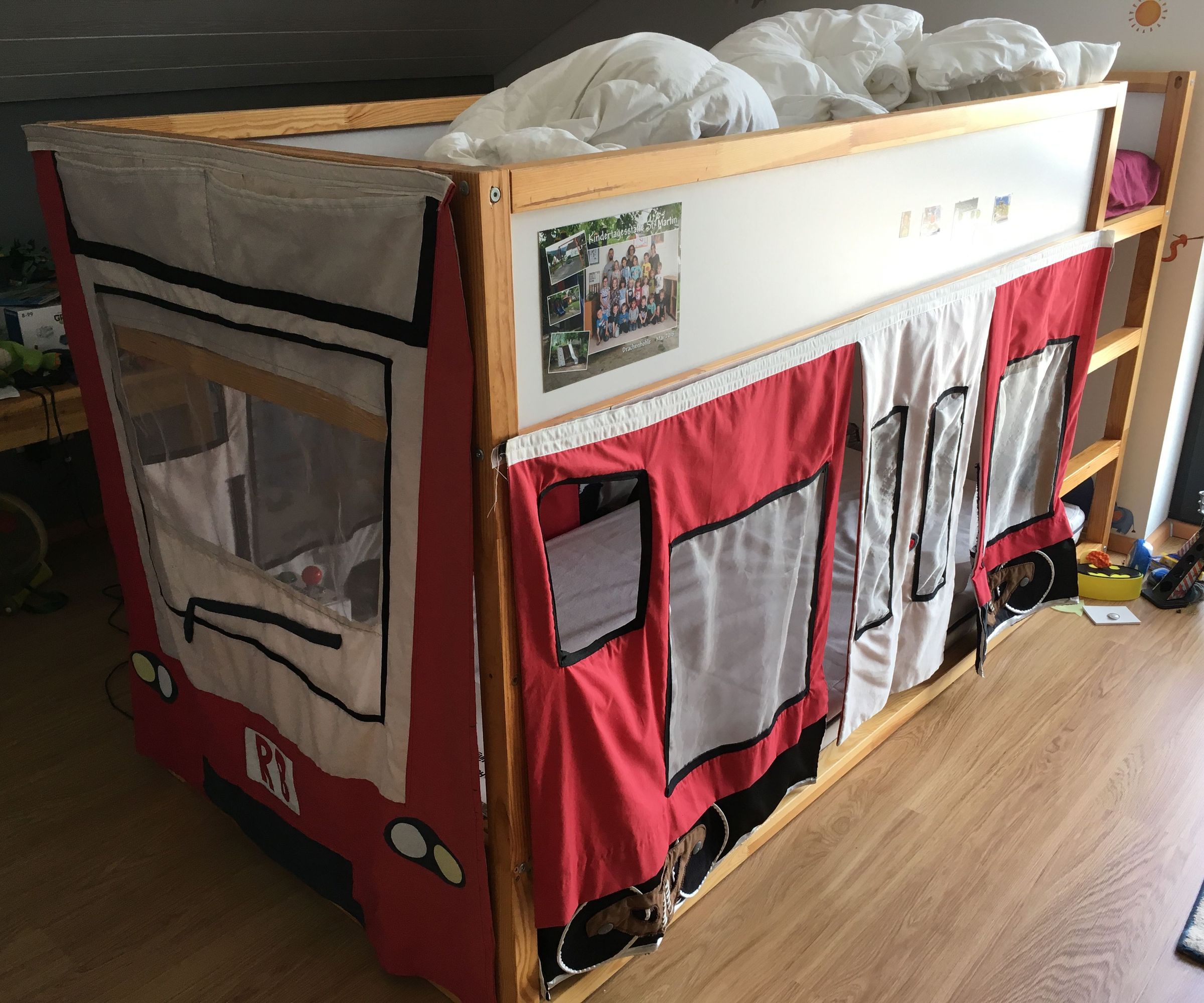 Red Train Bunk Bed Curtains for a Child