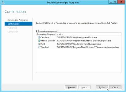 Step 5: Publish RemoteApp Programs