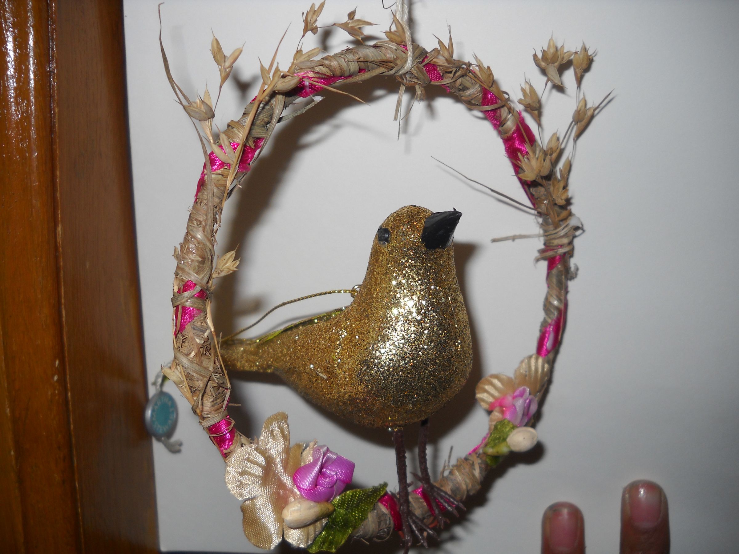 Cute Dried Grass Circular Bird Swing