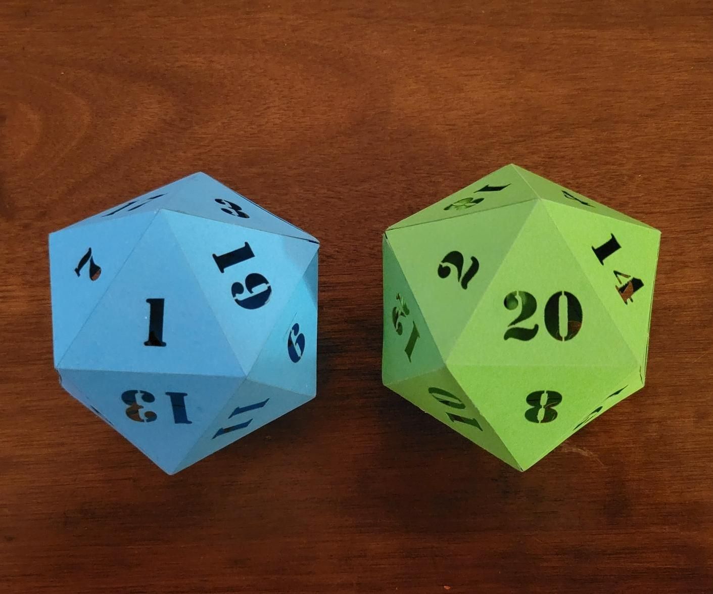 Laser Cut Paper Icosahedron/20 Sided Die