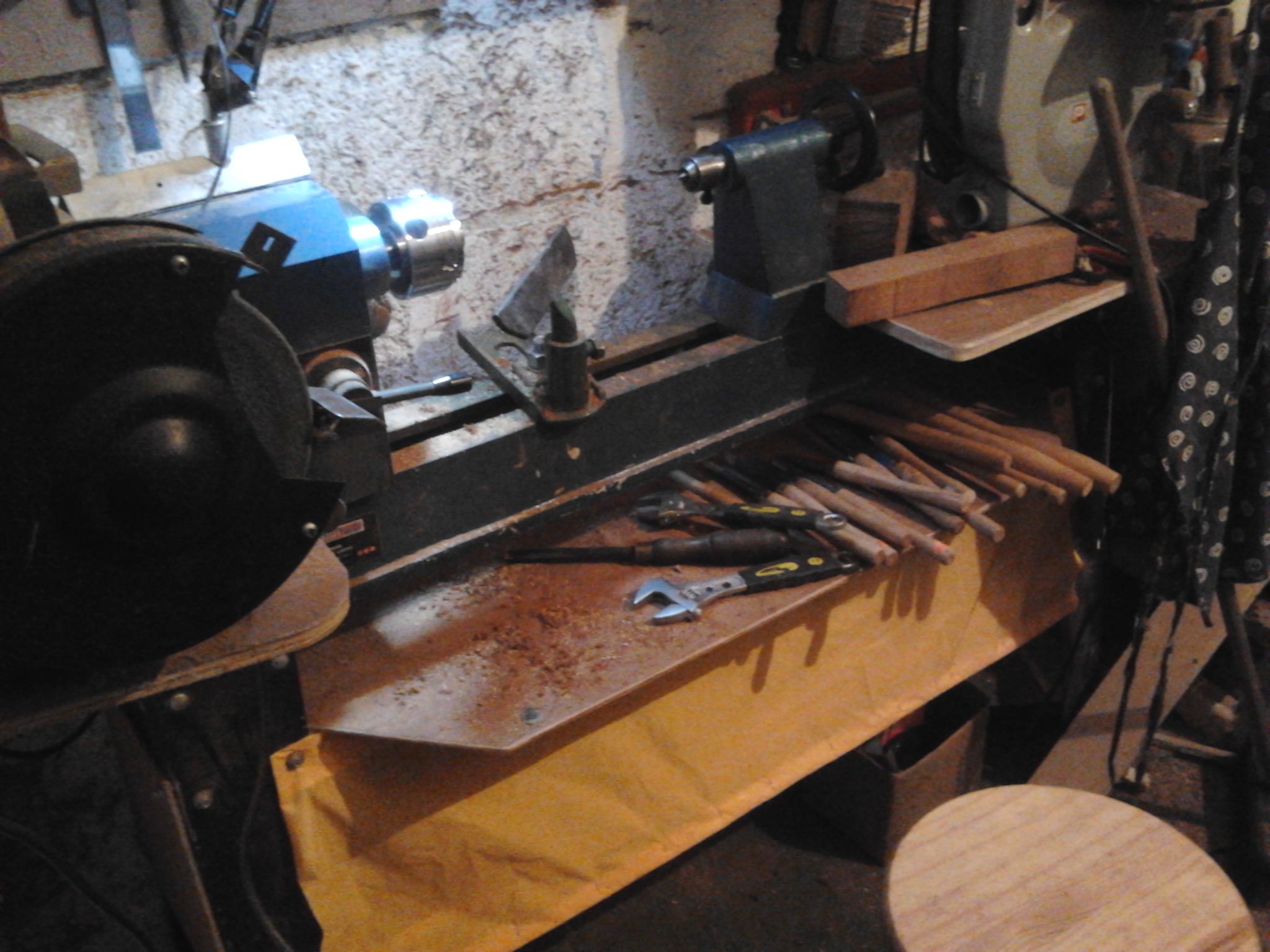 Boxed in Wood Lathe Stand With Tool Bench and Dust Free Storage Area.