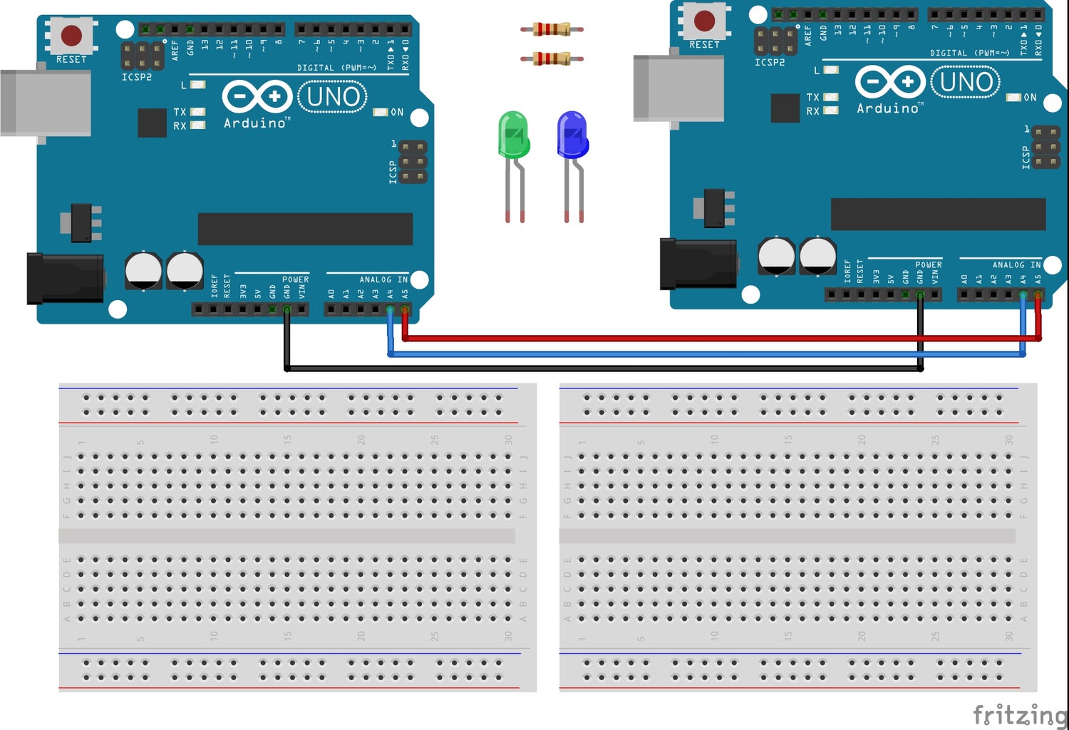 Step 1: Connect the 2 Arduinos