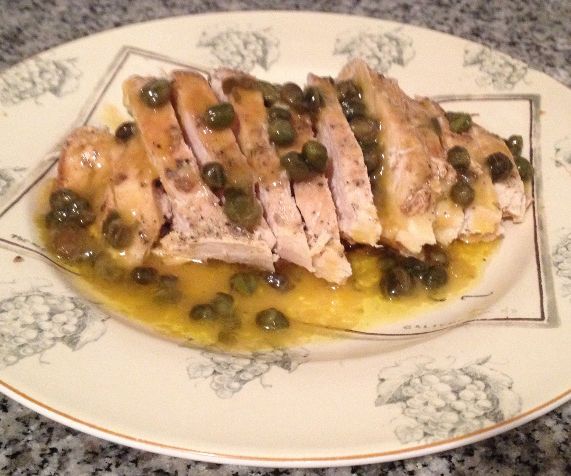 Rotisserie Chicken Breast Top With a Browned Butter Lemon Caper Sauce