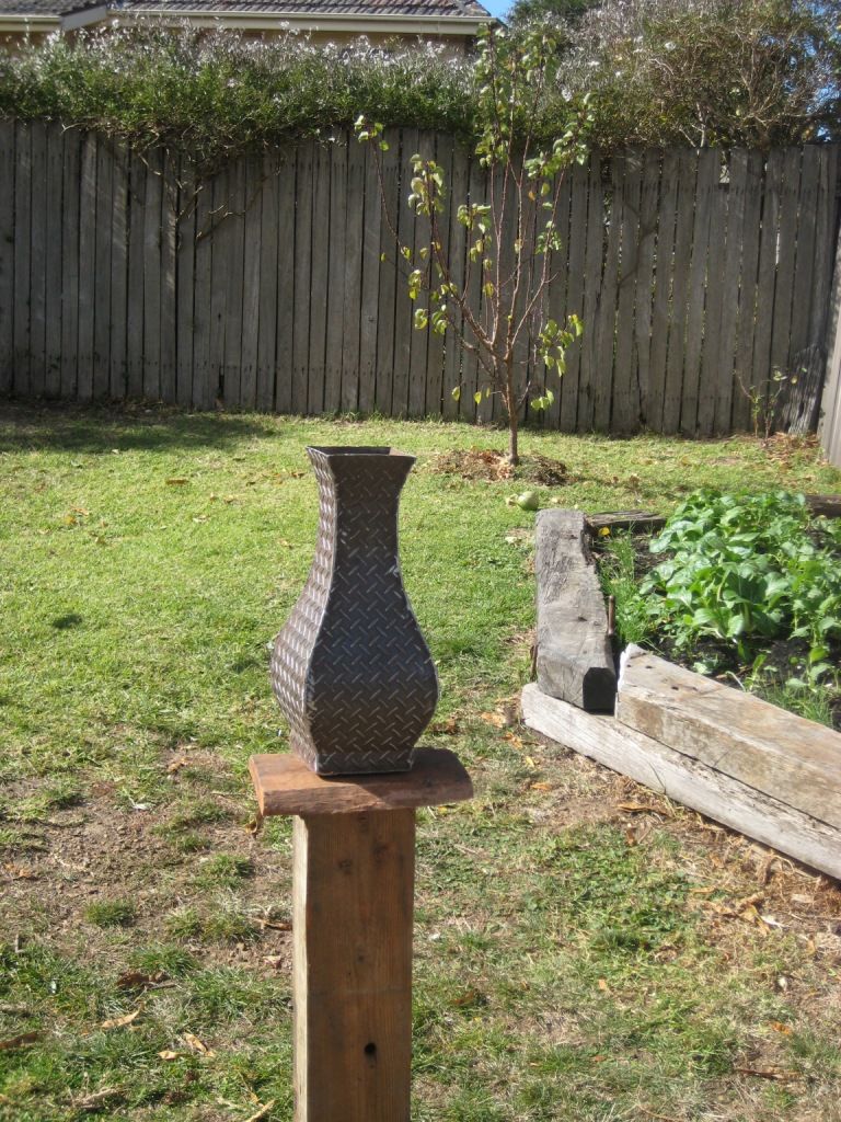Steel Chequer Plate Garden Vase