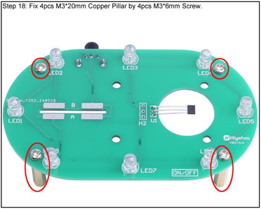 Fix 4pcs M3*20mm Copper Pillar by 4pcs M3*6mm Screw.