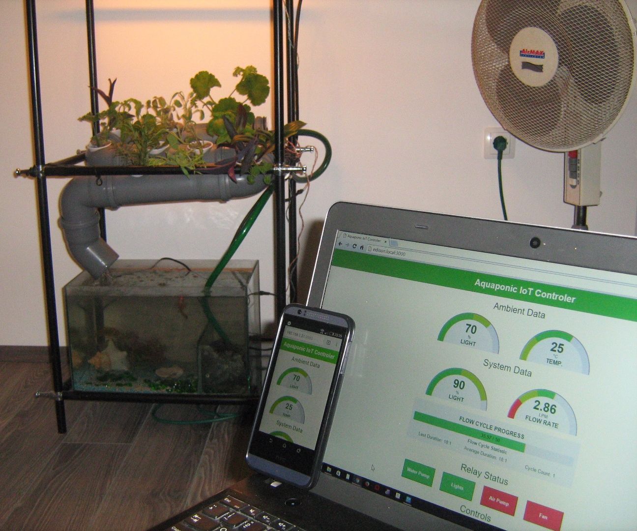 IoT NFT Aquaponic System Controler With WebApp (Intel Edison & Node.js)