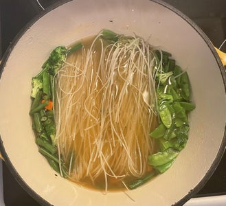 Add Noodles, Broccoli & Snow Peas