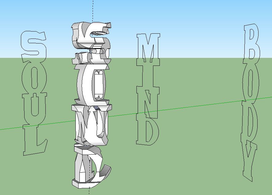 Three Interwoven Words Sculpture
