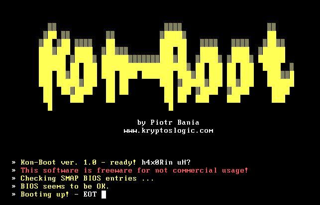 Step-by-step Tutorial to Install Kon-Boot on USB.