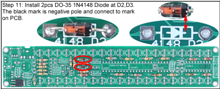 Install 2pcs DO-35 1N4148 Diode at D2,D3