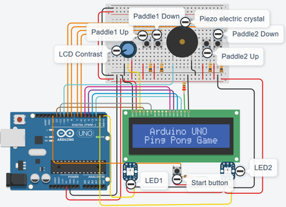 Autodesk Tinkercad Simulation of Arduino UNO Ping Pong Game V2.0: : 5 ...
