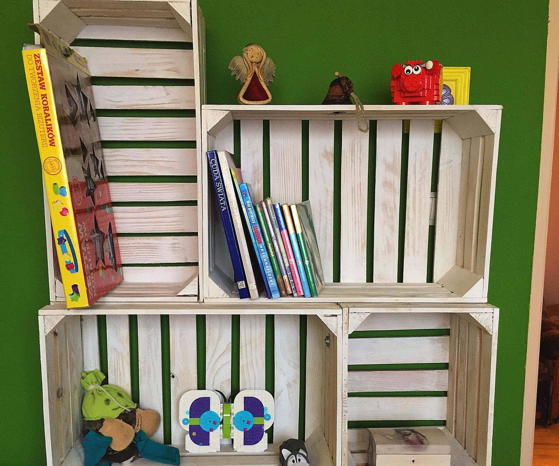 Bookshelf Made From Wooden Crates