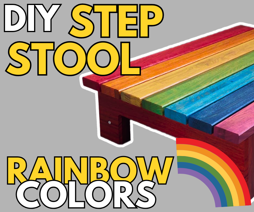 DIY Wooden Step Stool in Rainbow Colors