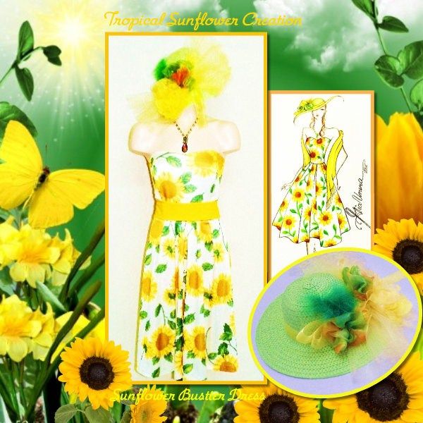 Tropical Sunflower Bustier Dress Creation