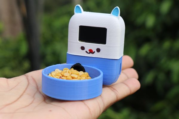 Smart Cat Feeder รูปแมวพร้อมถาดรับอาหารด้านหน้า