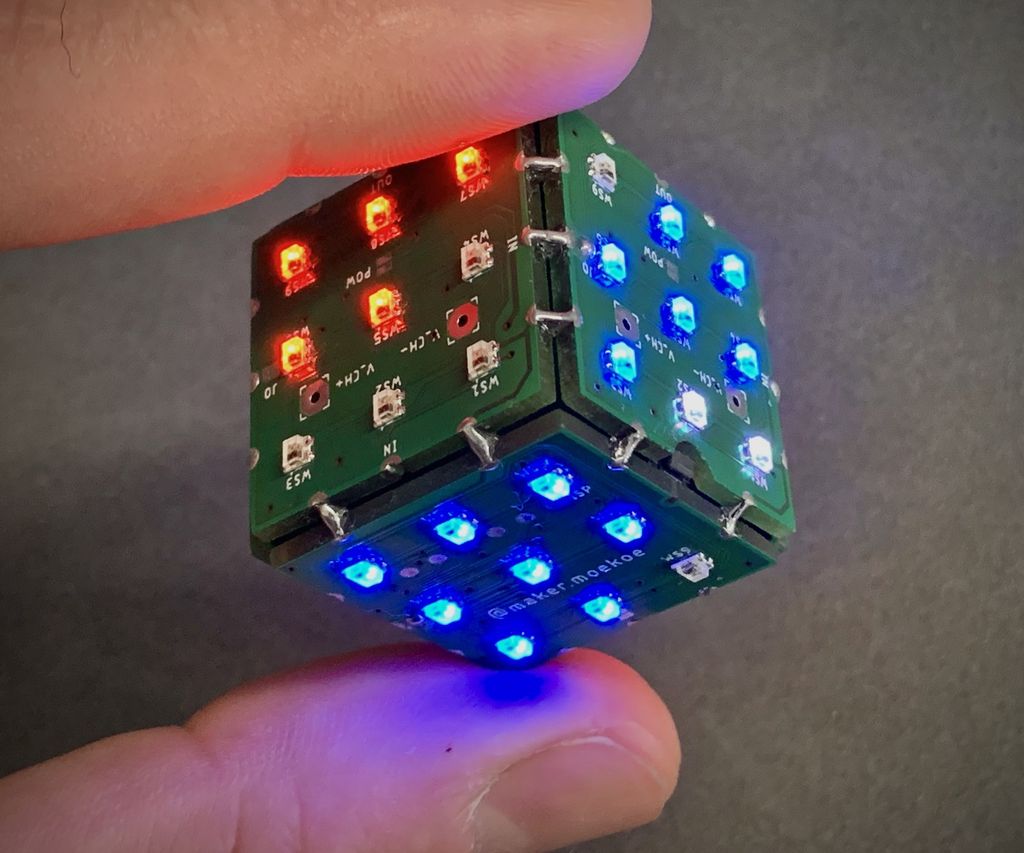 Six Sided PCB LED Dice With WIFI & Gyroscope PIKOCUBE 7 Steps (with