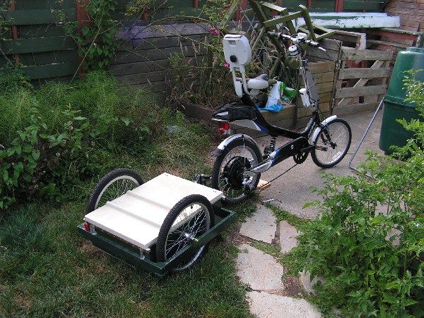 Electric Semi-recumbant Bicycle, W/ Battery Trailer