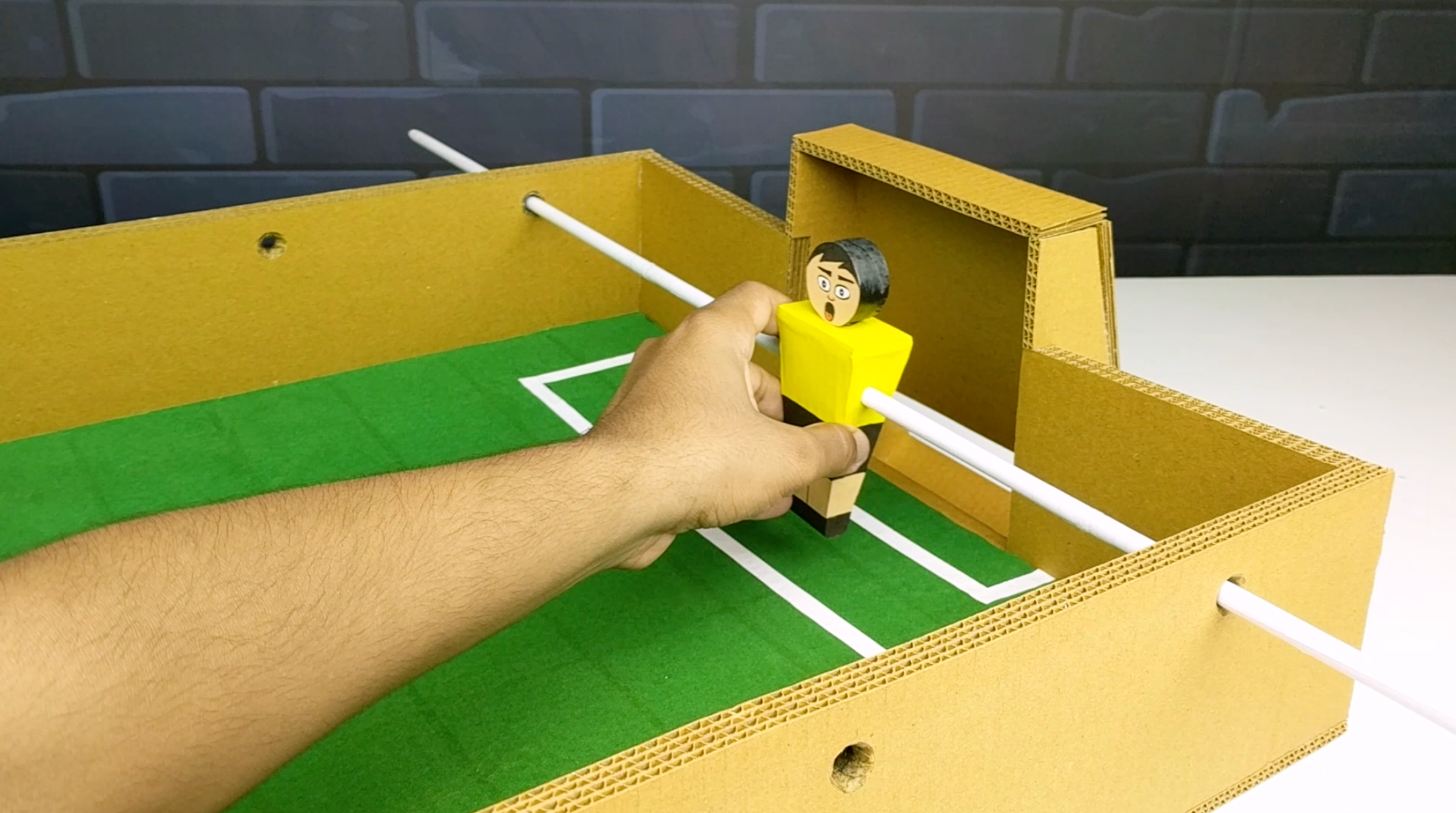 How to Make FOOSBALL Table Board Game From Cardboard DIY at HOME 16