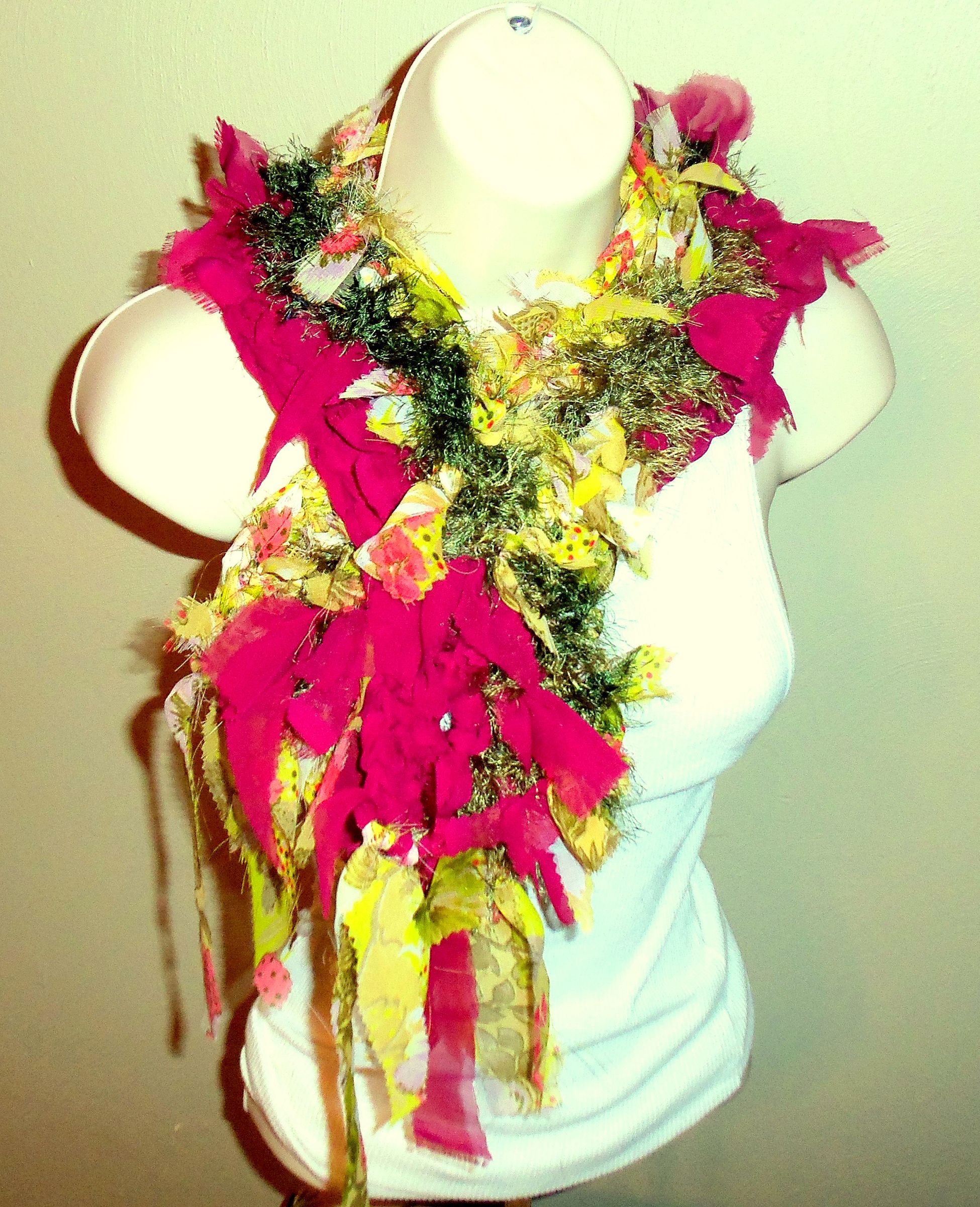 Mixed Fabric and Fibers Fashion Scarf