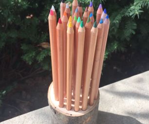 Rustic Log Pencil Holder
