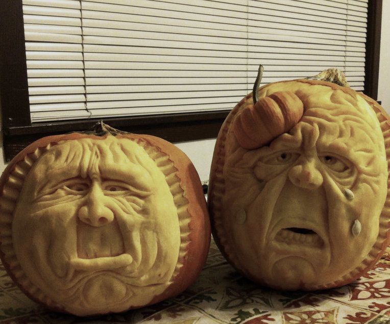 Sculpting Pumpkin Brothers.