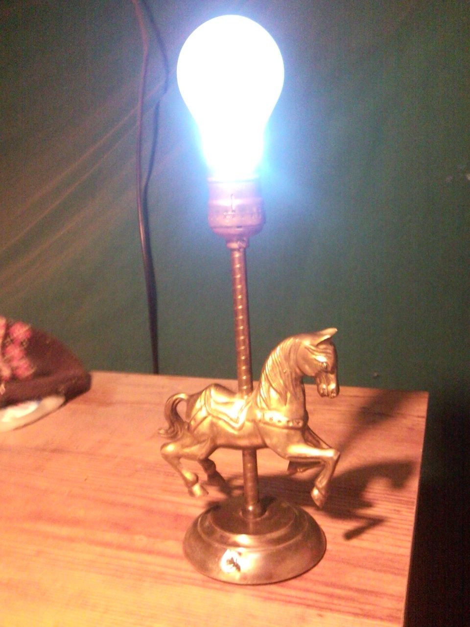 DIY Brass Horse  Lamp  ReFit 3.7 Volt Battery Powered LED