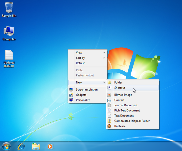 Computer Desktop Screen Windows 7