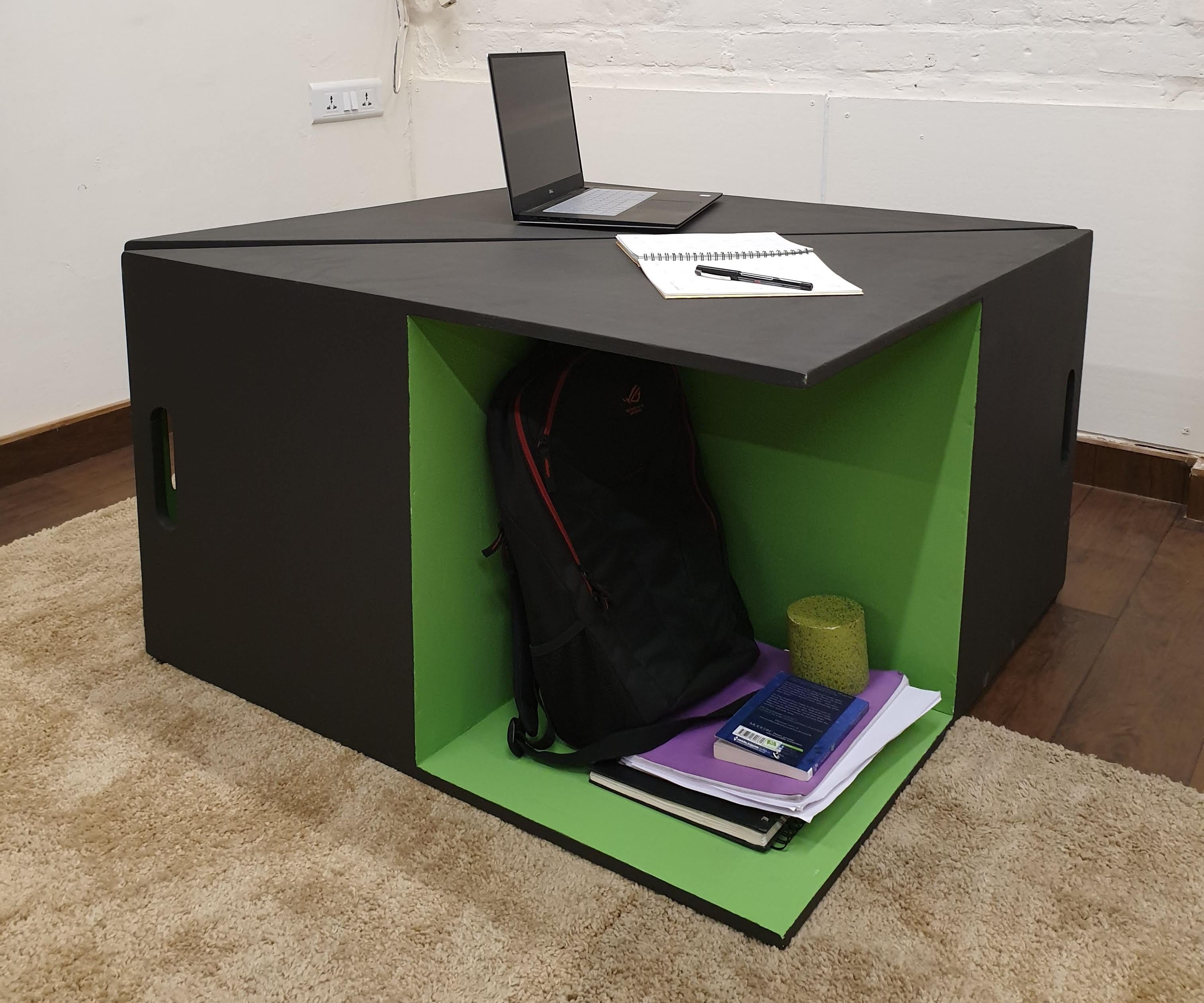 Table That Can Be Turned Into a Chair and a Storage Unit