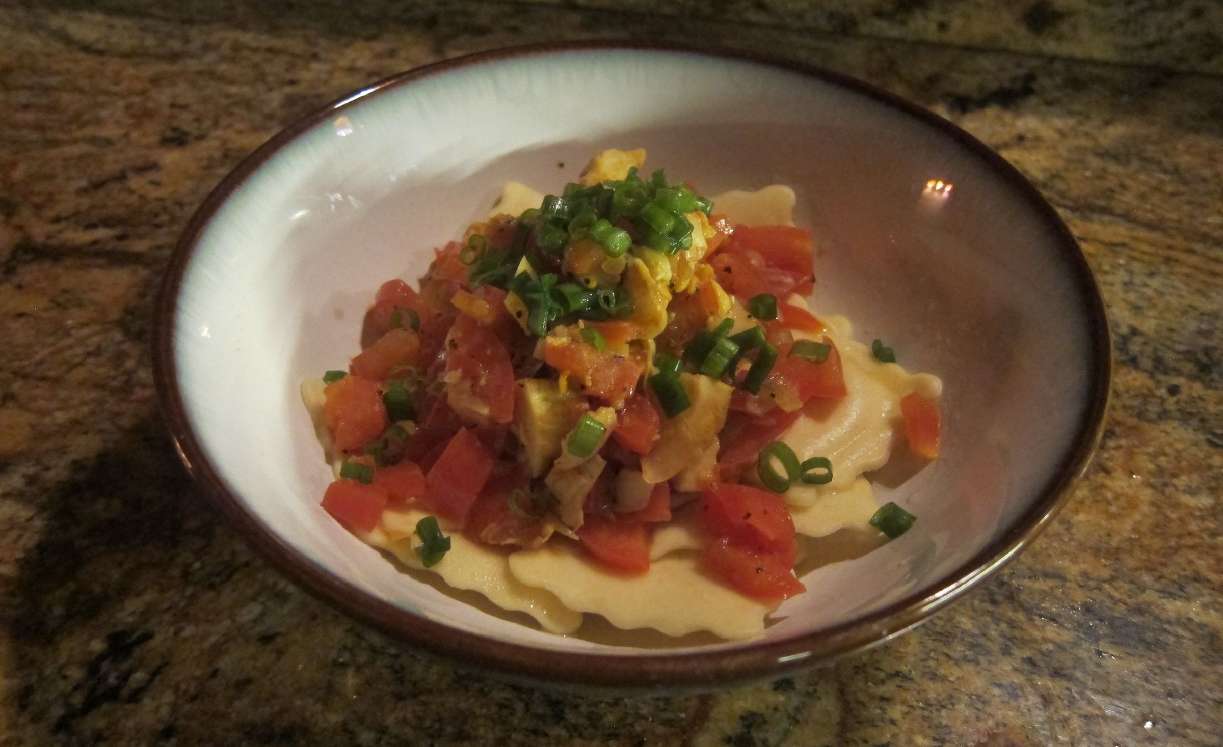 Cheese Ravioli’s With Fresh Tomato Artichoke Sauce