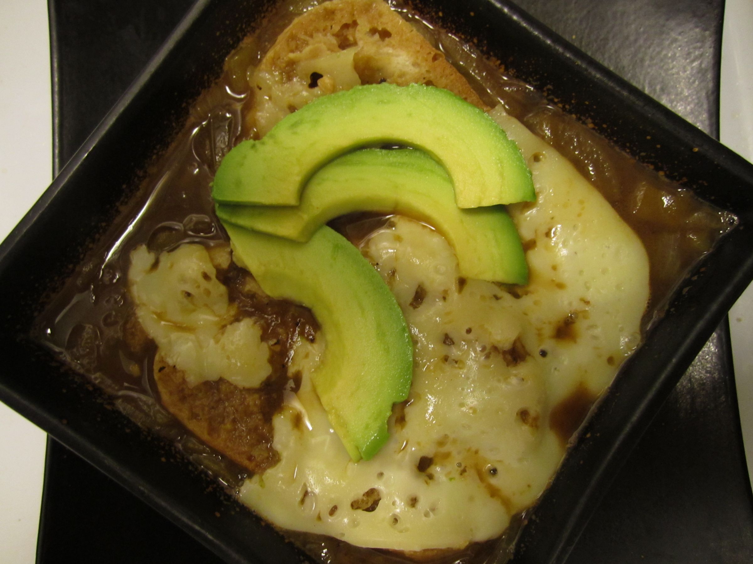Southwestern French Onion Soup With Avocado Creme