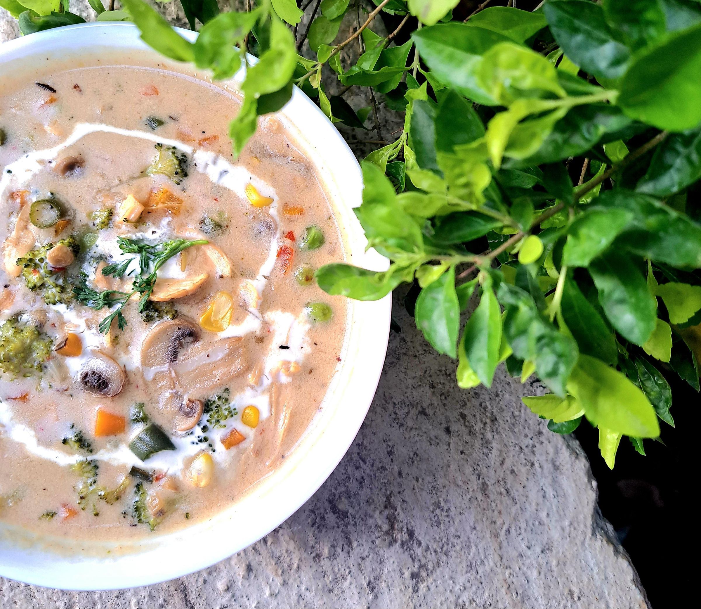 The perfect winter companion - Creamy Chicken Vegetable Soup Ready in 30 Minutes.