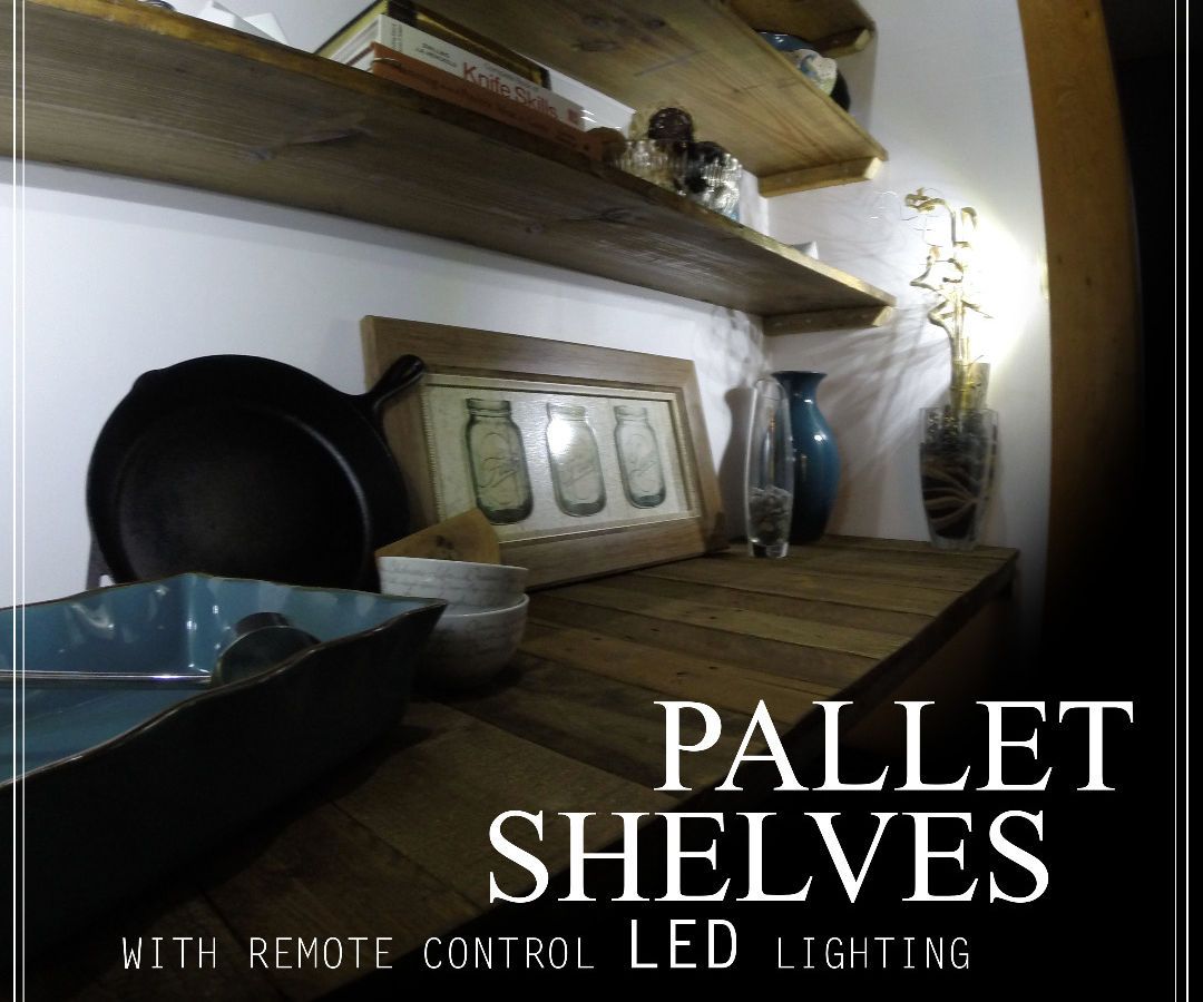 RUSTIC PALLET SHELVES - With Remote Control LED Lighting