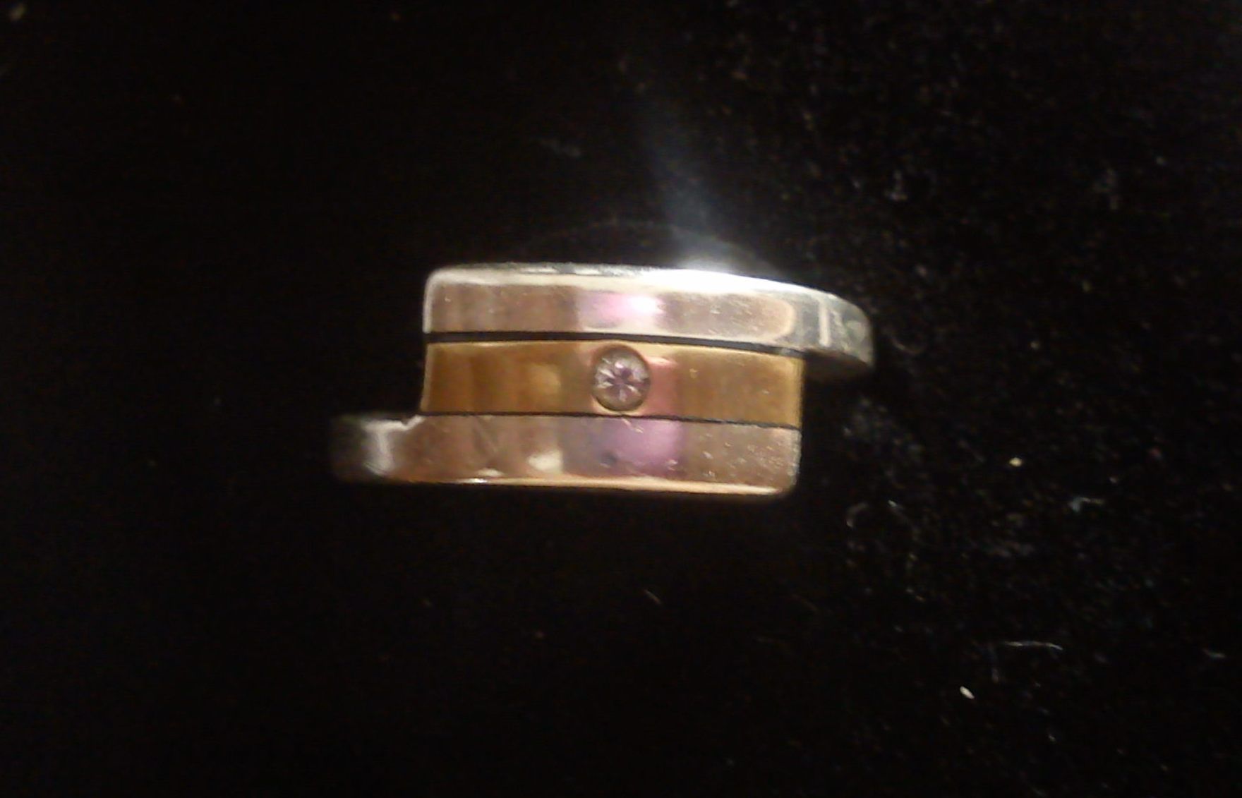 Silver, Gold and Saphire Ring