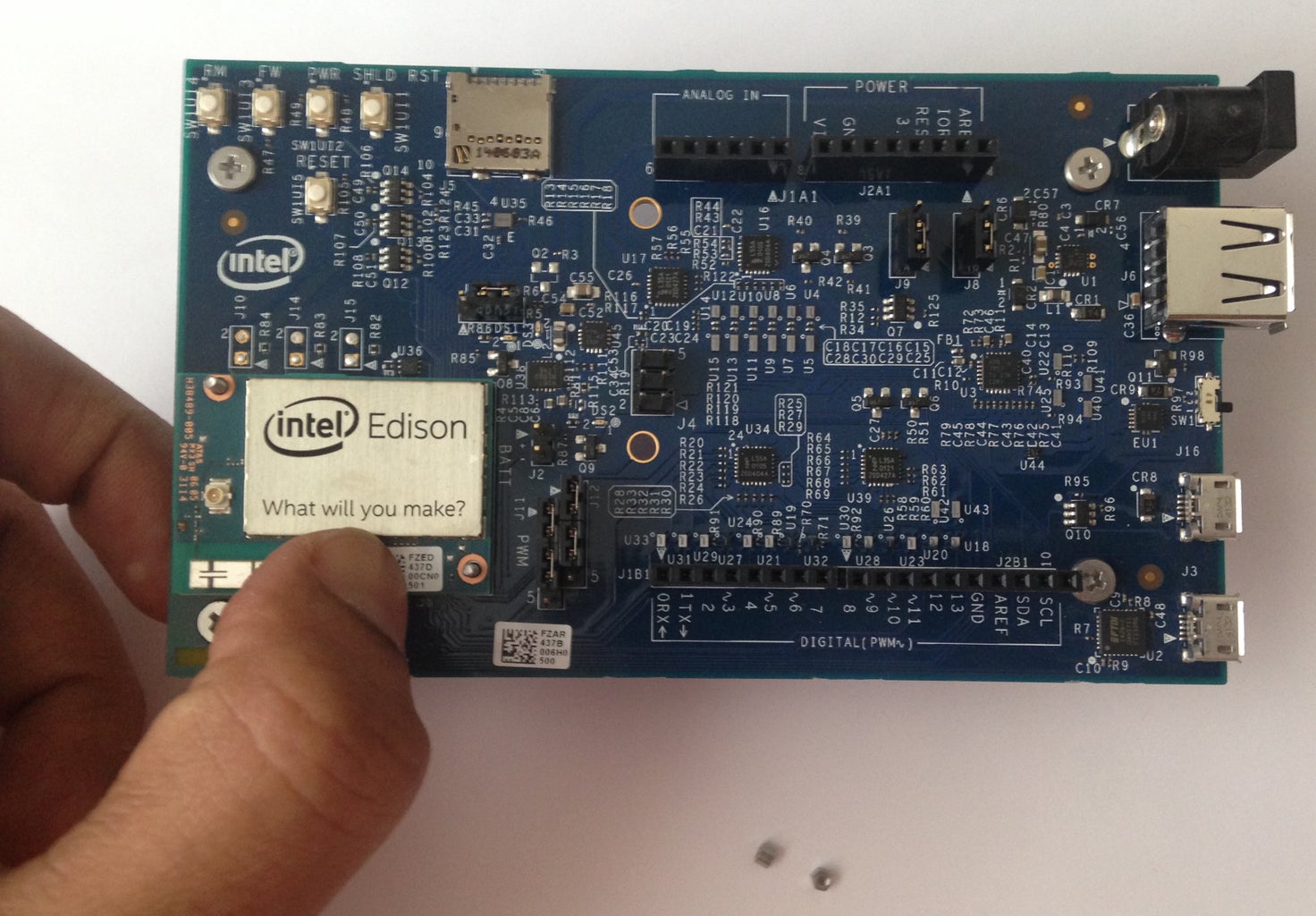 Add the Intel Edison to the Expansion Board