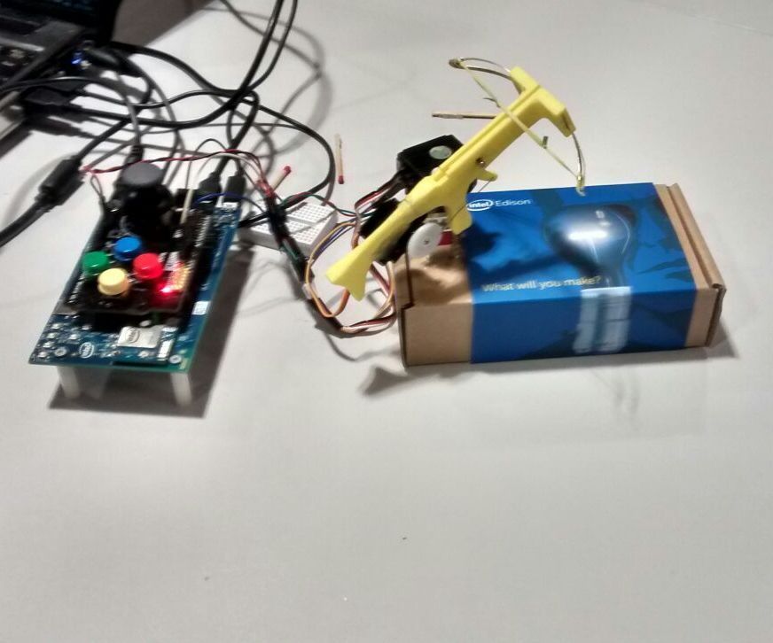 Mini Crossbow controlled by joystick shield