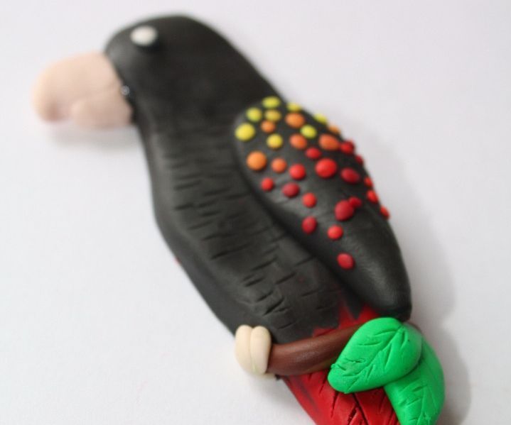 Red-Tailed Black Cockatoo Polymer Clay Pendant