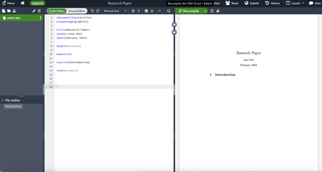 Formatting a Research Paper Using LaTeX in Overleaf : 9 Steps ...
