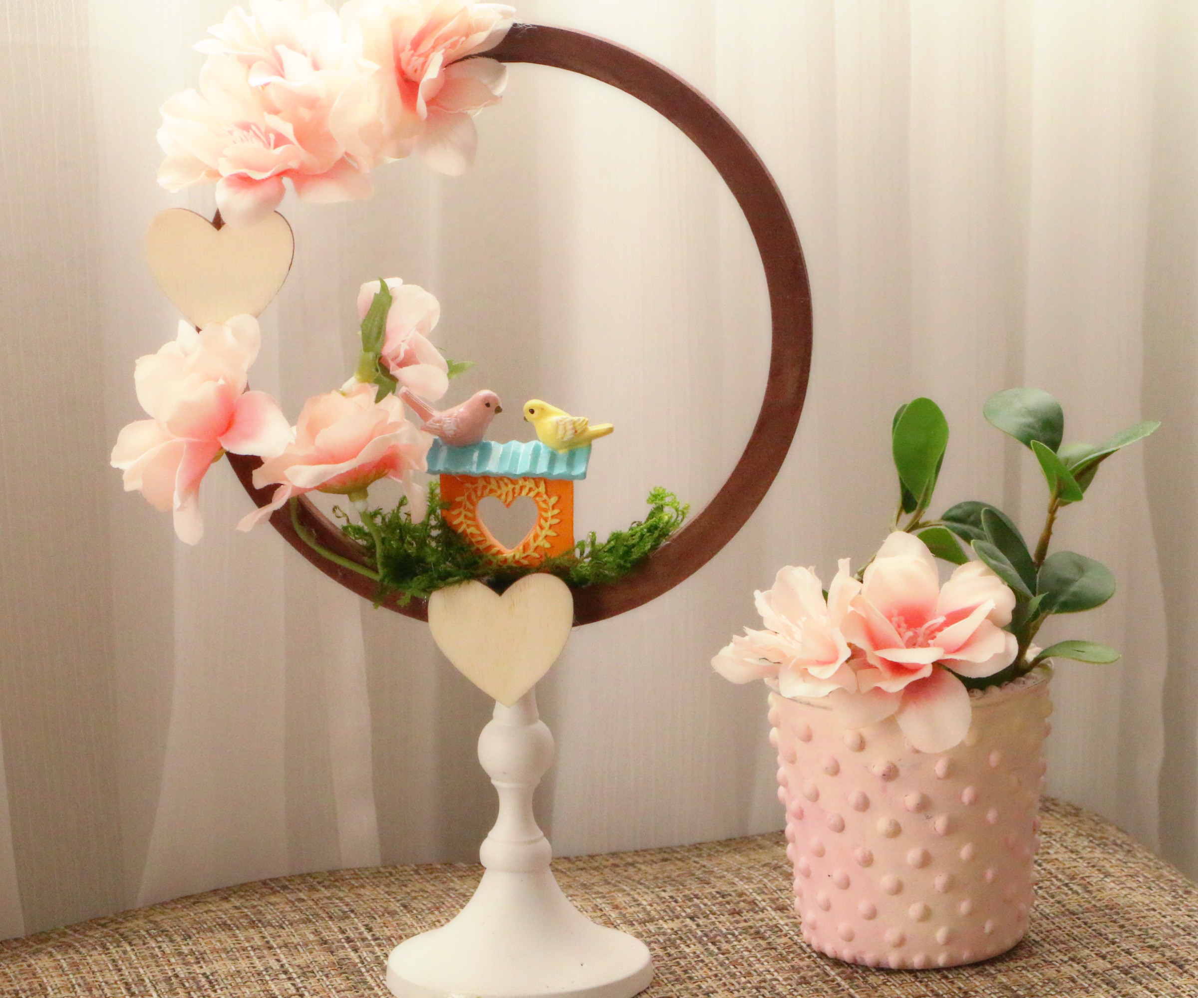 Floral Hoop Centerpiece for Valentine’s Day