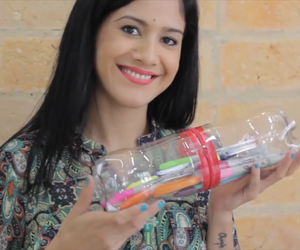 DIY Recycled Plastic Bottle Pencil Case