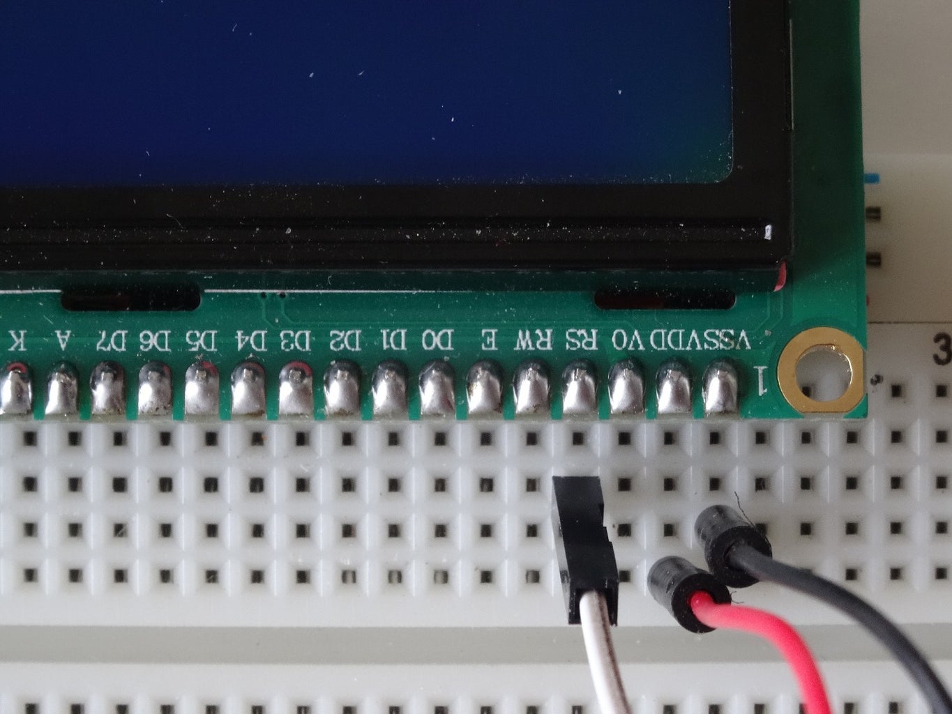 Connect VSS, VDD, RS, RW and E Pins of the LCD