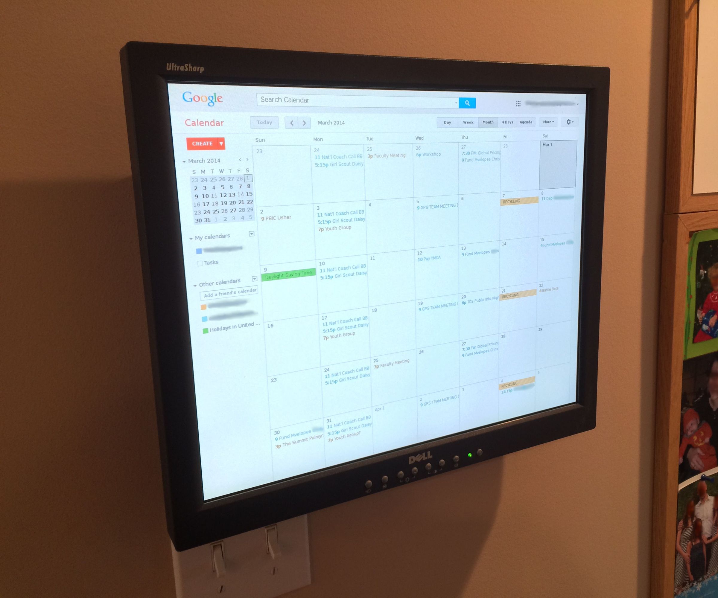 Recessed Wall Mount for Rasberry Pi Google Calendar