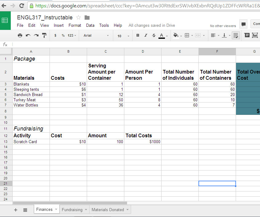 How to Do Initial Planning for Service Work Using Google Drive Spreadsheet