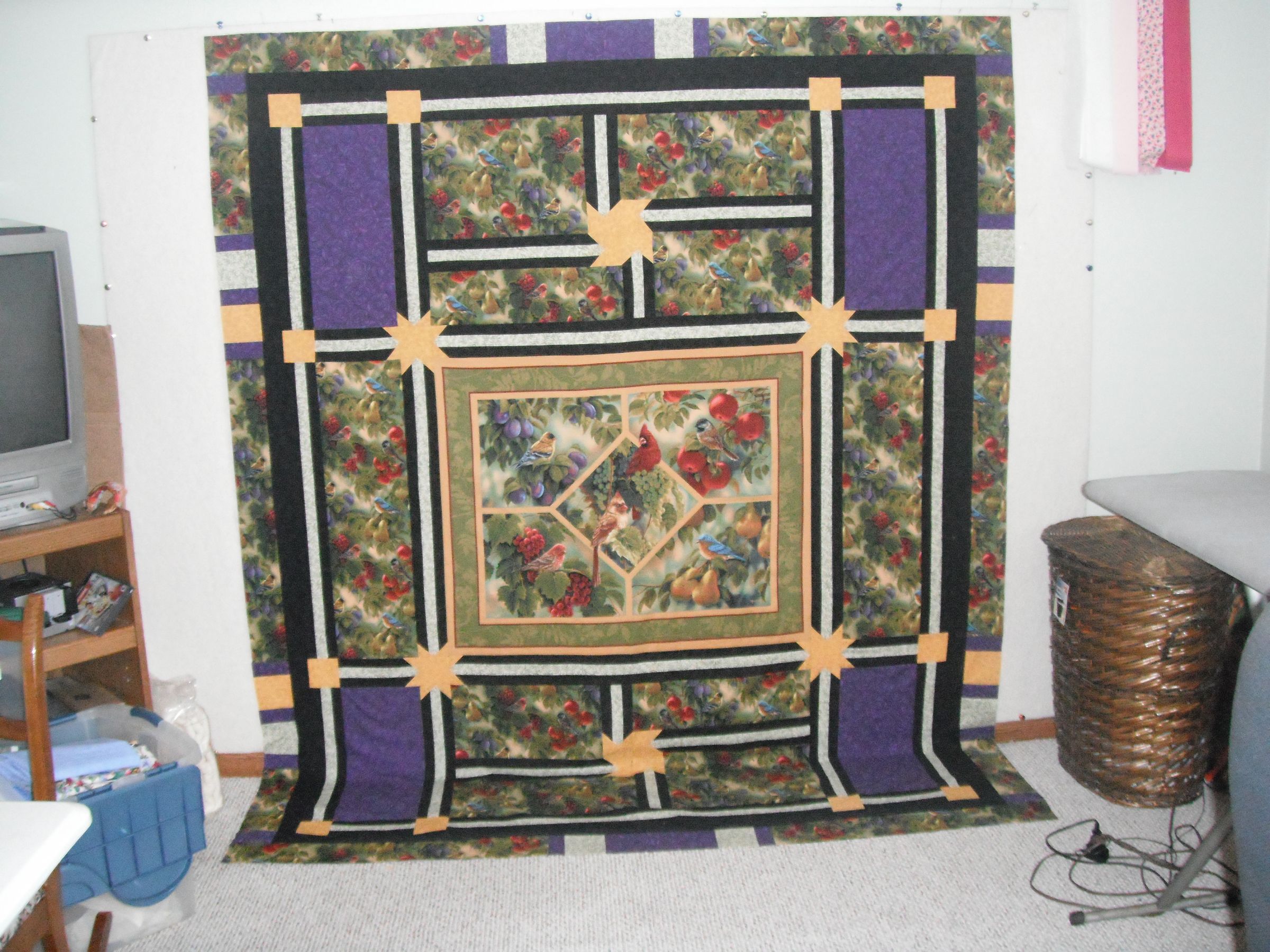 Simple Custom Made Bird Quilt- Birds N Stars