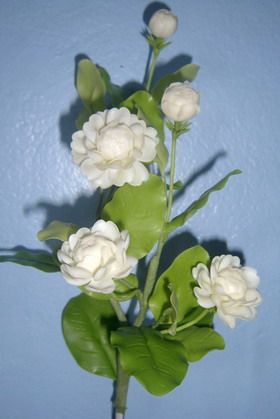 How to make Clay flowers - Jasmine Flower/How to make Jasmine Polymer clay DIY
