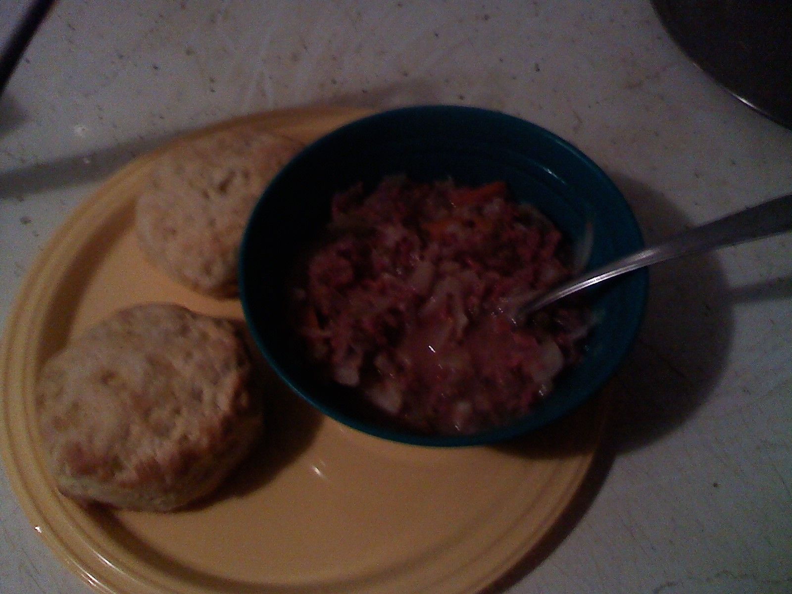Easy 10-15 min. Cornbeef and Cabbage with biscuts