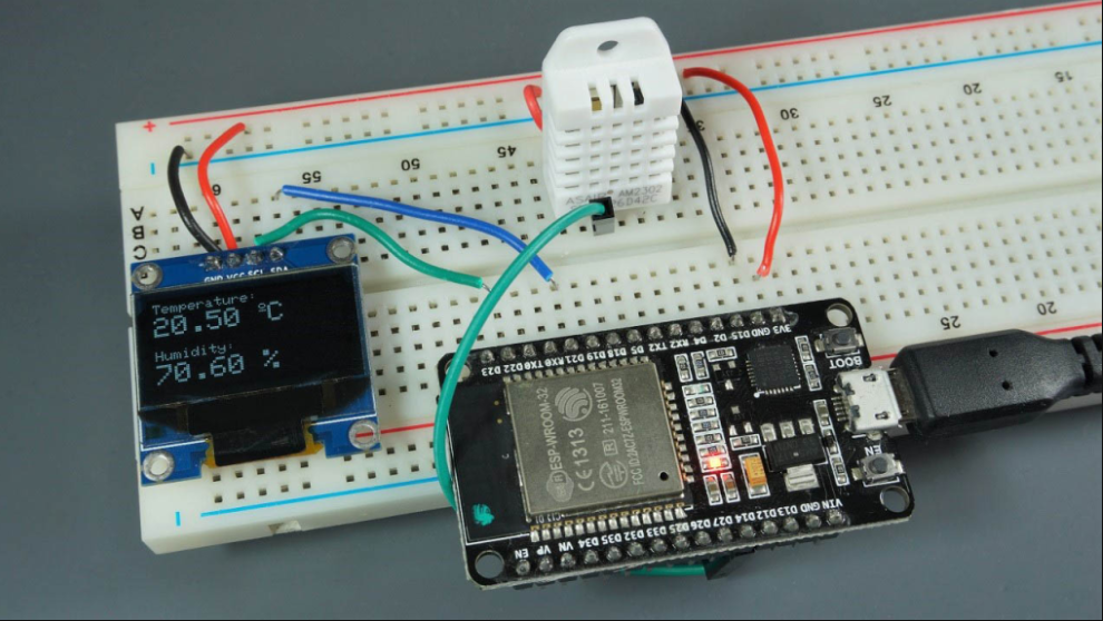 ESP32/ESP8266: DHT Temperature and Humidity Readings in OLED Display ...