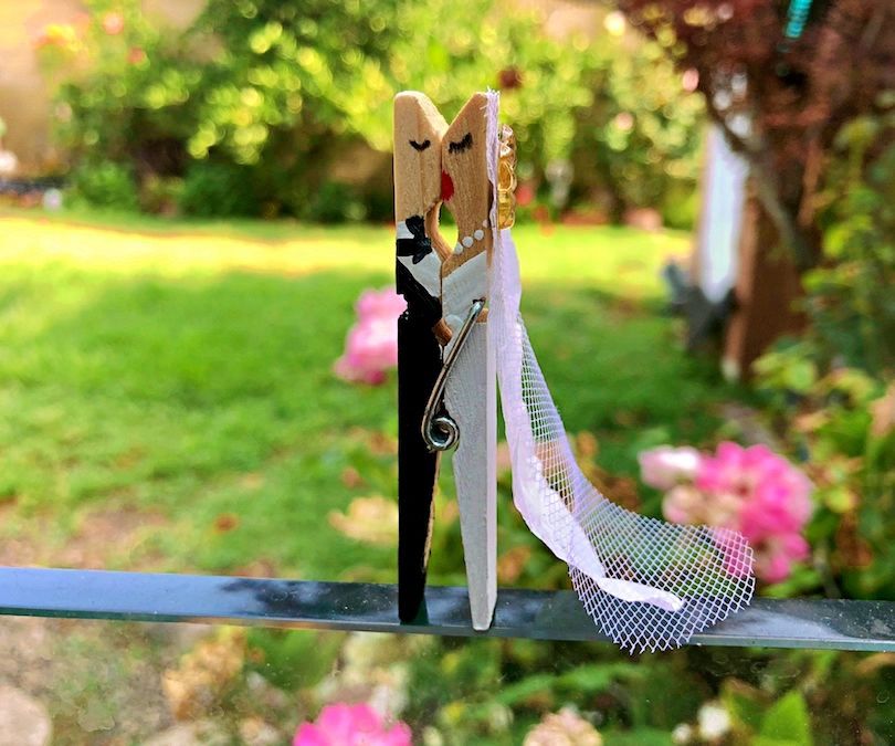 Bride and Groom Clothespin Favor