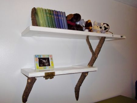 Old Door + Fallen Branches = Shelves!