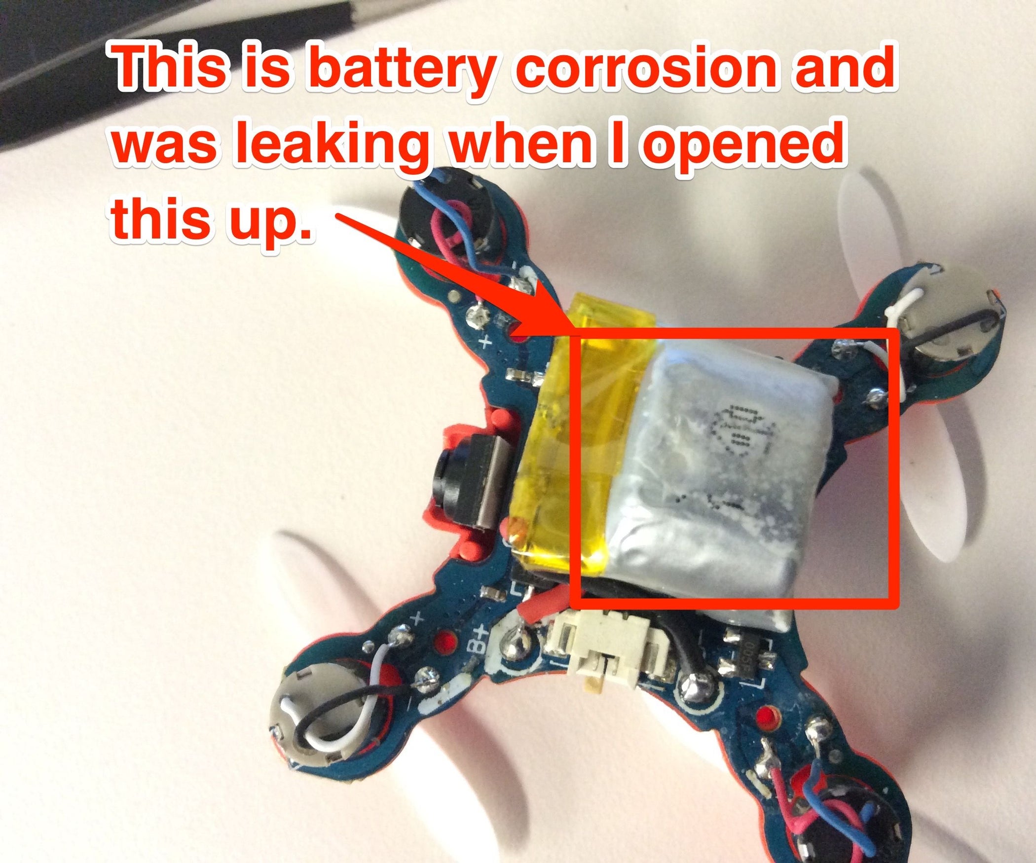 Ascend drone battery connection points corrosion